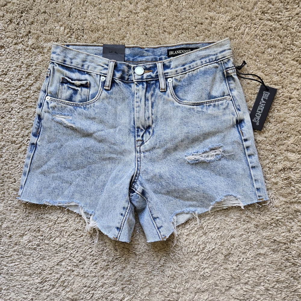 Blanknyc jean shorts distressed light wash womens 25